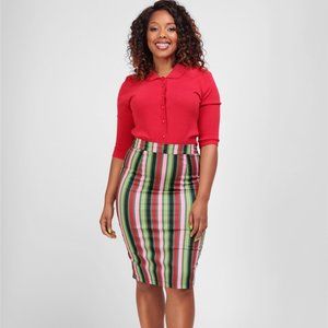 Collectif Polly striped pencil skirt, new, UK 16/US XL